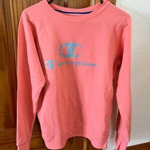 Champion Women's Pullover Crewneck Sweatshirt, Peach Pink, Medium